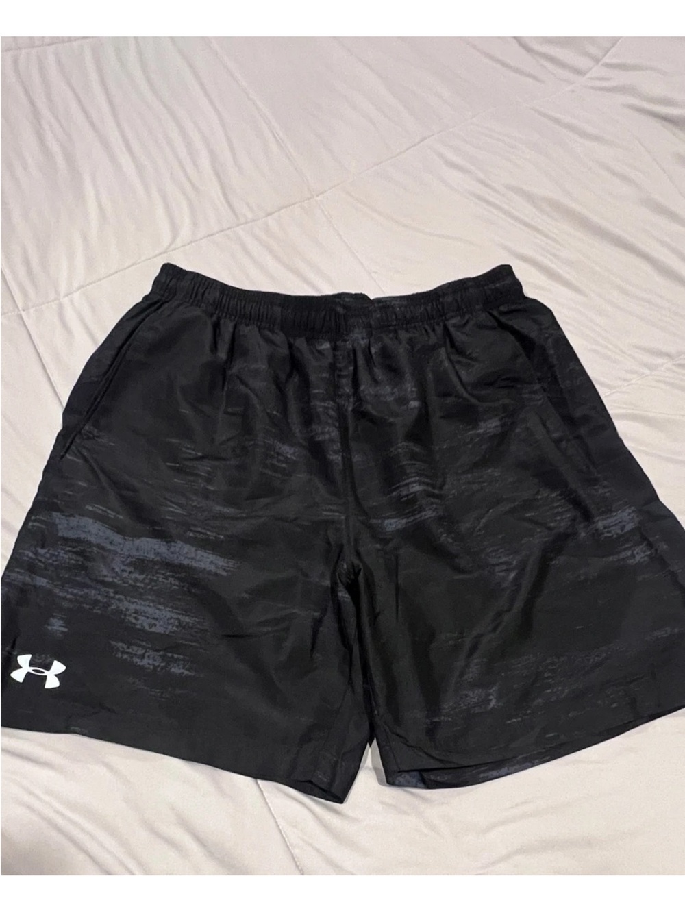 LG Black Athletic Shorts with Subtle Gray Pattern